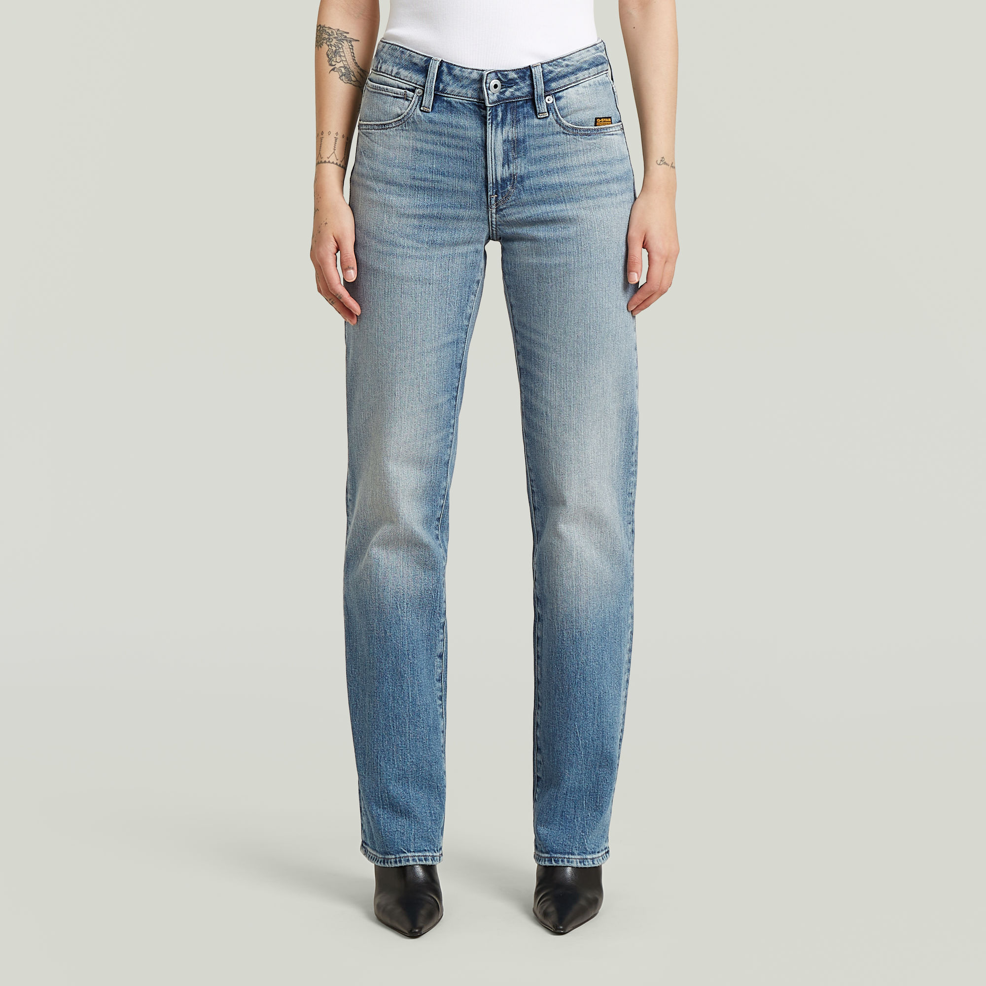 G-Straight Jeans - Midden blauw - Dames (8721376324393)