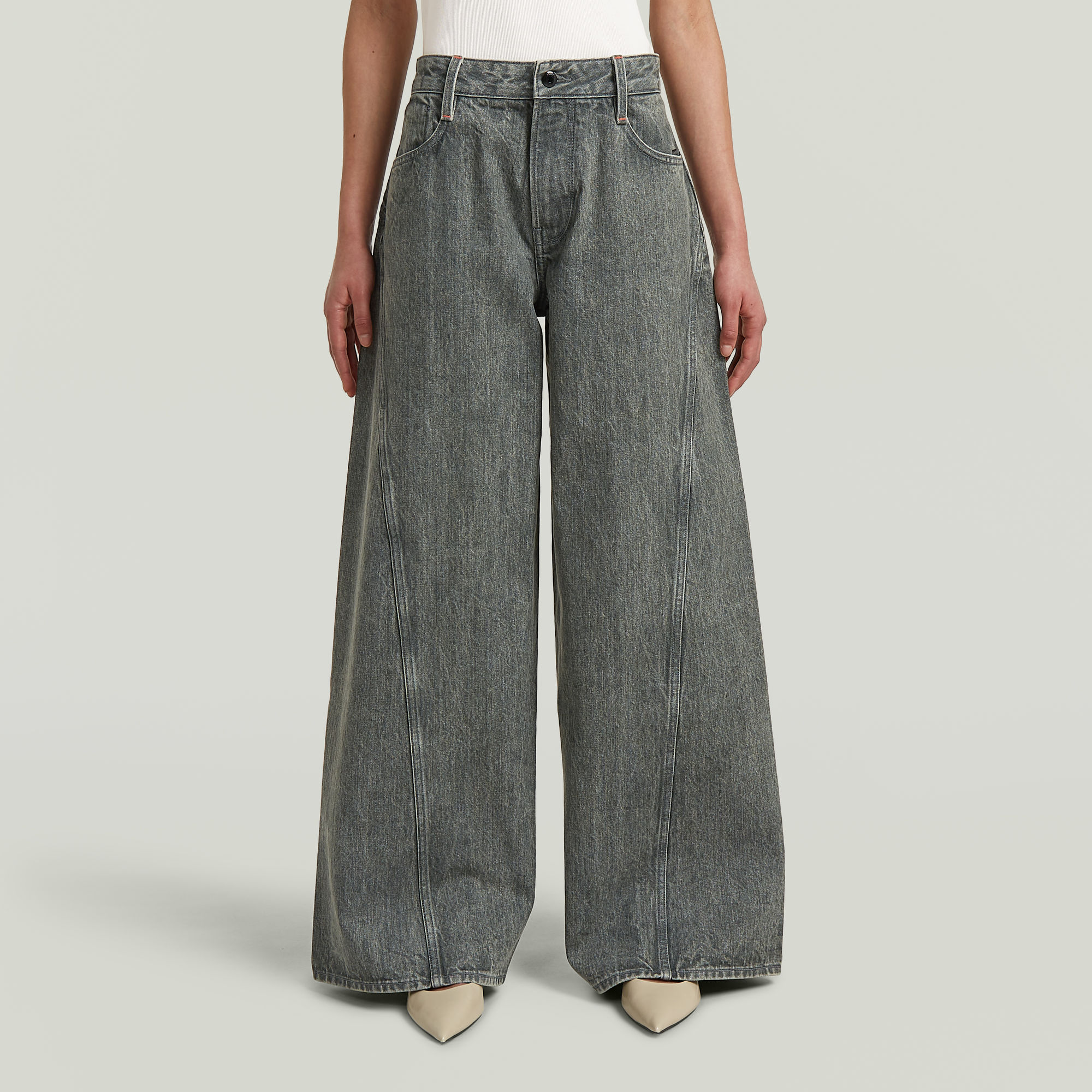 Helyx Cinch Wide Jeans - Groen - Dames (8721376820604)