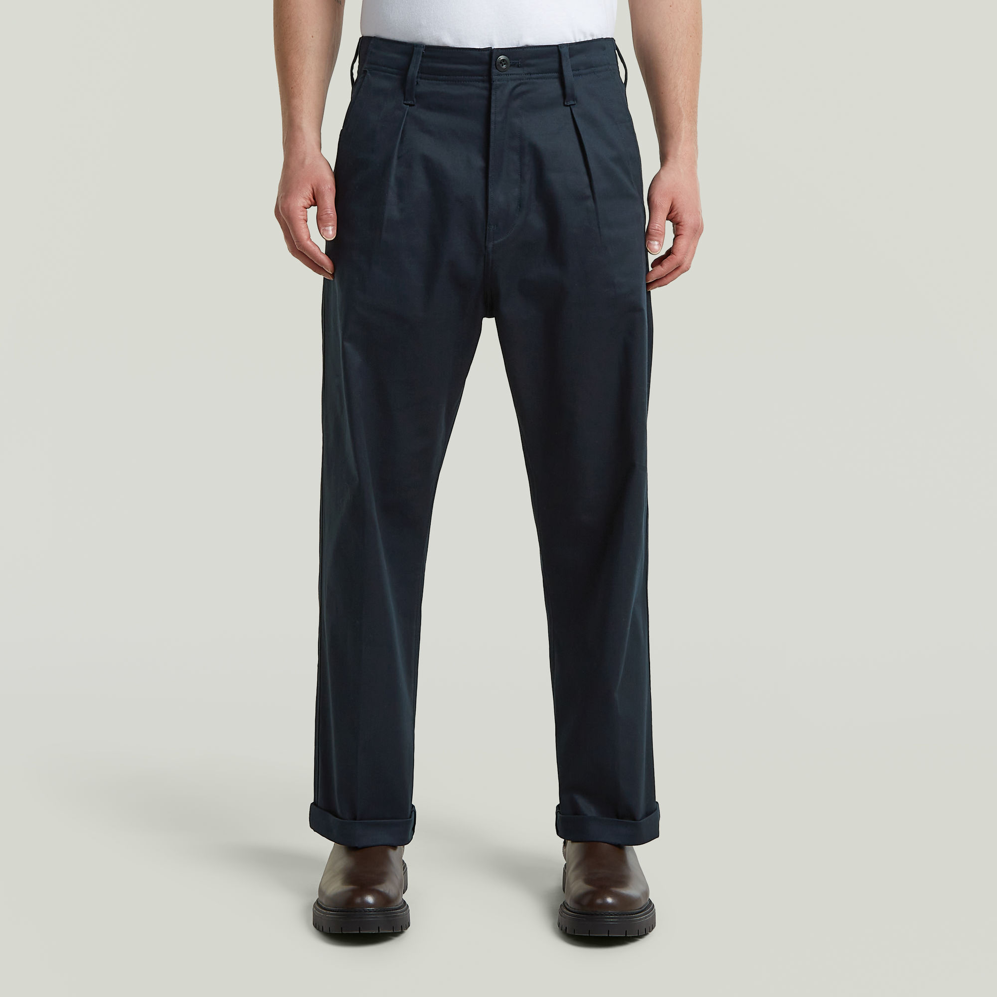 Pleated Chino Relaxed - Donkerblauw - Heren (8721376915362)